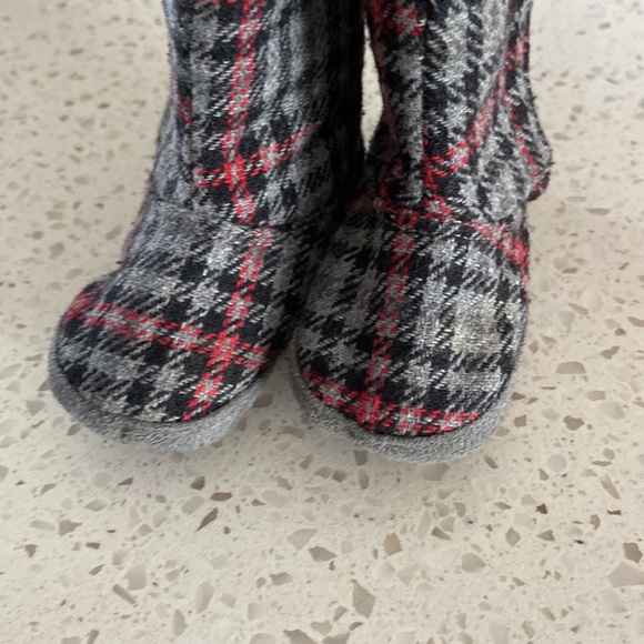 Joe Fresh Grey, Black & Red Plaid Soft Sole Boots - Picture 2 of 5